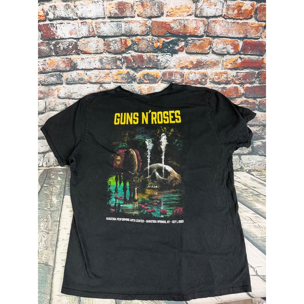 Guns N Roses 2023 Saratoga Springs NY Tour T-Shirt Mens XL Black Short Sleeve